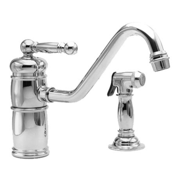 Newport Brass Single Handle Kitchen Faucet With Side Spray in Polished Chrome 941/26